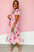 Brush Stroke Printed Smocked Ruffle Tiered Dress